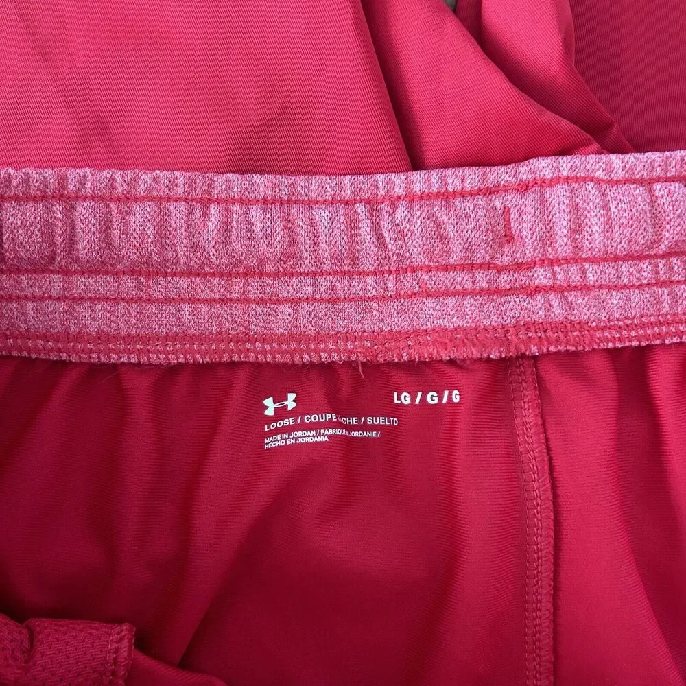 Under Armour Basketball Shorts Red Mens Large Loose Pockets